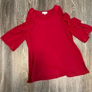 Women’s red cold shoulder blouse. Size S.